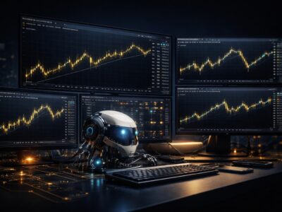 Forex trading bot displaying automated gold and currency pair charts on MetaTrader 5 terminal